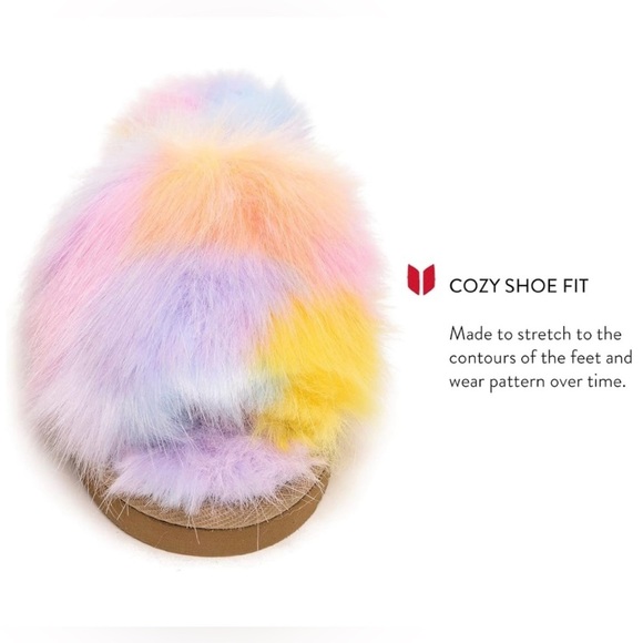 Minnetonka Lyla Slipper Rainbow Fuzzy Unicorn NEW - Picture 3 of 15